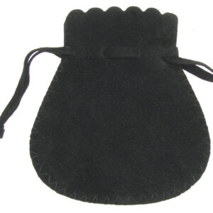 Zugbeutel aus Velour-Wildleder-Imitat schwarz.