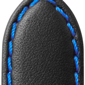 Lederband Denver 18mm schwarz mit mittelblauer Naht