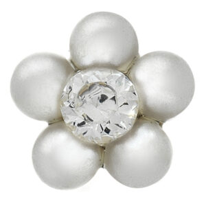 Erstohrstecker System 75 weiß Daisy mit Cubic Zirkonia und Perle weiß Studex