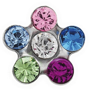 Erstohrstecker System 75 weiß Daisy Rainbow mit Stein Crystal Studex