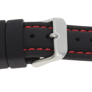 Silikonband 18mm schwarz mit Naht rot