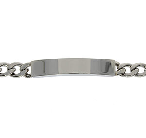 Id-Armband Figaro, Edelstahl, poliert, 8mm breit, Länge 21 cm