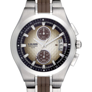 s.Oliver Edelstahlband mit Kunststoff silber/ braun SO-2215-MC