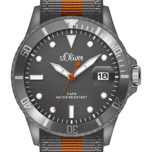 s.Oliver Textil-/ Canvas Band grau, orange SO-2689-LQ