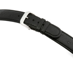 Lederband Dundee 18mm schwarz mit Straußennarbung