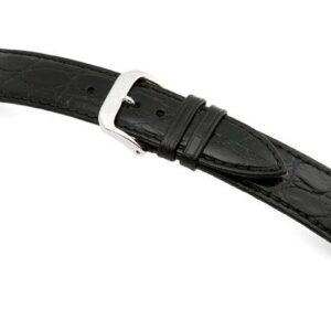 Lederband Bahia 16mm schwarz mit Krokodillederprägung