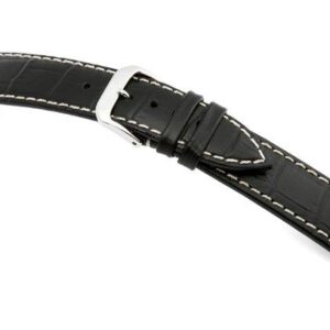 Lederband Saboga 20mm schwarz mit Alligatorprägung