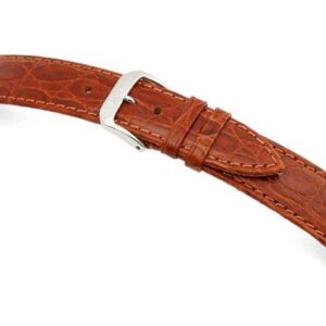 Lederband Bahia 14mm cognac mit Krokodillederprägung