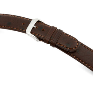 Lederband Dundee 20mm mokka mit Straußennarbung