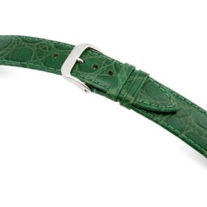Lederband Bahia 24mm apflgrün mit Krokodillederprägung XL