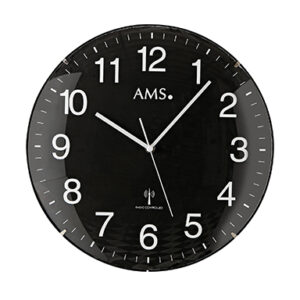 AMS Funk-Wanduhr gewölbter Kunststoff, schwarz