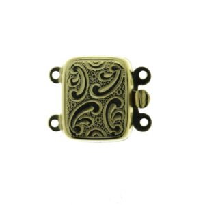 Schmuckschließe 2-reihig Silber 925/- gelb vergoldet, rechteckig, L 9,80 x B 12,50mm