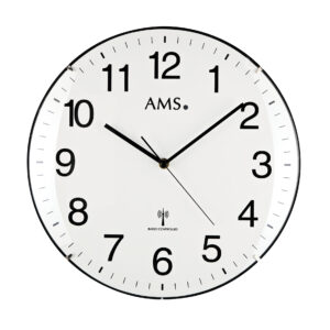 AMS Funk-Wanduhr gewölbter Kunststoff, weiß