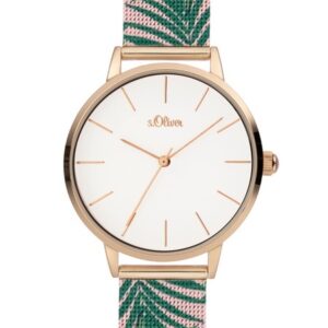 s.Oliver SO-3980-MQ Edelstahl rosa / grün 16mm