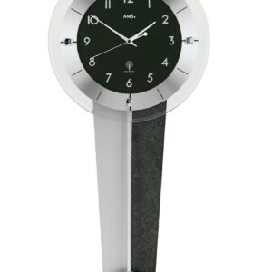 AMS Funk-Pendelwanduhr Schiefer/ Alu