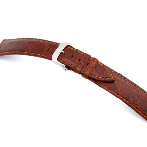 Lederband Bahia 24mm mahagoni mit Krokodillederprägung XL