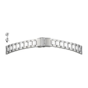 Metallband Edelstahl 22-22mm weiß, massiv, satiniert, 3-Falt-Schließe und 2 Drücker