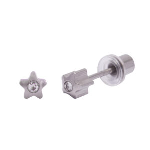 Ohrlino Erstohrstecker Stern 4mm, weiß, Kristall weiß 1,5mm