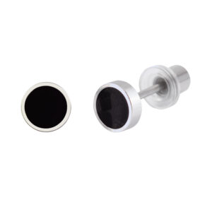 Ohrlino Erstohrstecker Acrylscheibe gefasst auf Edelstahlstift, 5mm