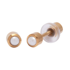 Ohrlino Erstohrstecker Rundfassung 3mm gelb, Perle 2mm