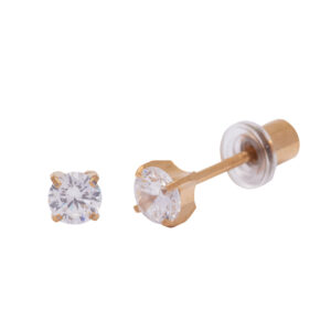 Ohrlino Erstohrstecker Krappenfassung gelb, Kristall weiß 4mm
