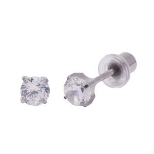Ohrlino Erstohrstecker Krappenfassung weiß, Kristall weiß 4mm
