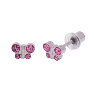 Ohrlino Erstohrstecker Schmetterling, roséfarbend