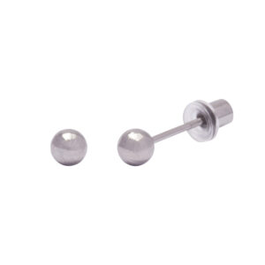 Ohrlino Erstohrstecker Kugel weiß 3mm, extra langer Stift