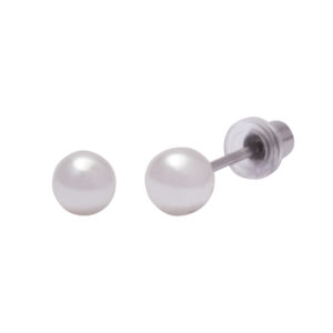 Ohrlino Erstohrstecker Perle 5mm auf Stift, weiß