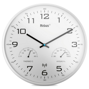 Funk-Wanduhr mit Thermometer/ Hygrometer, weiß