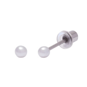 Ohrlino Erstohrstecker Perle 3mm auf Stift, weiß