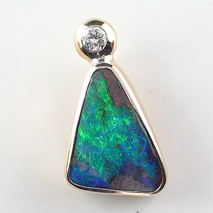 A00536 1 18k gelbgold anhaenger mit top gem boulder opal und diamant exklusiven goldschmuck sicher online bestellen