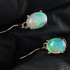 925 Sterling Silber Ohrhänger mit 0,71 ct + 0,68 ct Welo Opalen