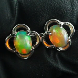 925 Sterling Silber Ohrringe mit 1,08 ct + 1,18 ct Welo Opalen