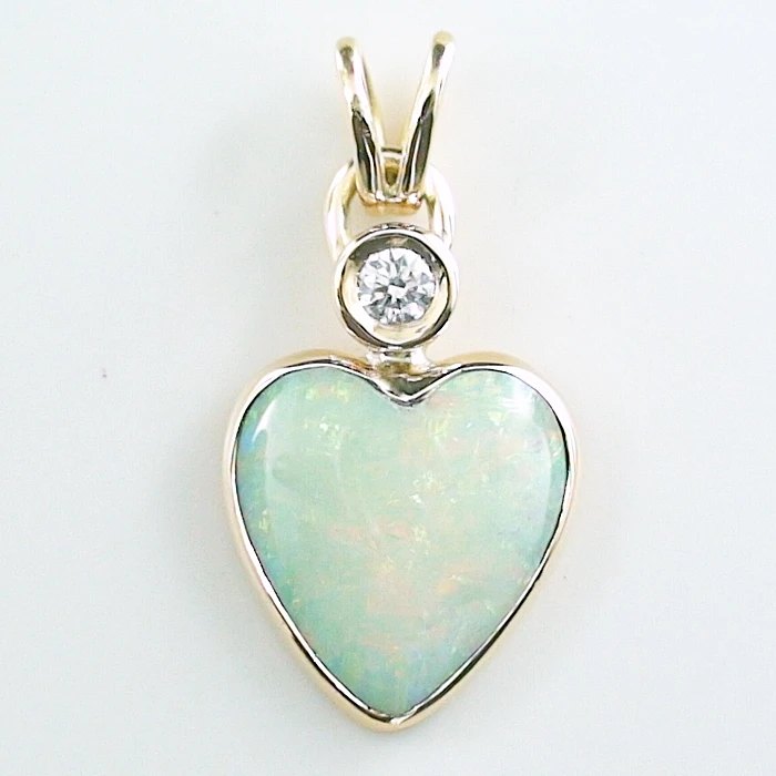 A00722 1 18k gelbgold anhaenger mit white opal und diamant goldschmuck sicher online bestellen