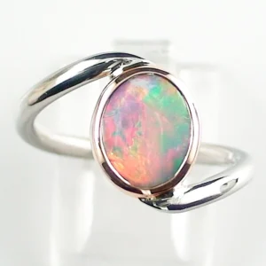 21,6k Gelbgold und Palladium Ring mit 1,24 ct White Opal – Eleganter Designer-Ring mit GEM Class White Opal