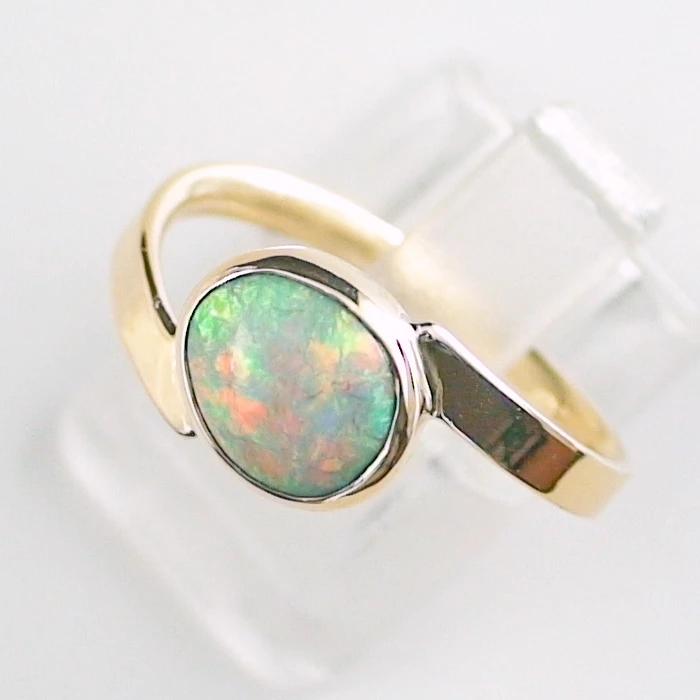 R00485 1 18k gelbgold ring mit top semi black opal goldschmuck sicher online bestellen
