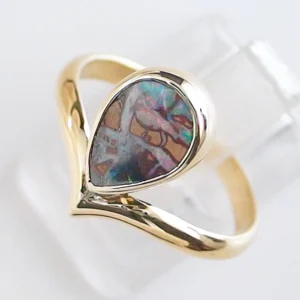 18k Gelbgold Ring mit 1,54 ct Yowah Nuss Opal – Eleganter Designer-Ring mit GEM Class Yowah Nuss Opal