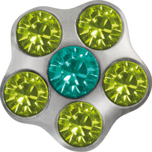 Erstohrstecker Easy Piercy Comfort weiß Blümchen mit Stein Türkis + Peridot