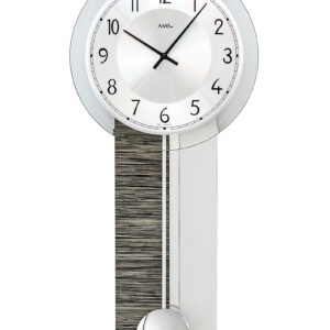 AMS Quarz-Pendelwanduhr Holzdekor / Alu