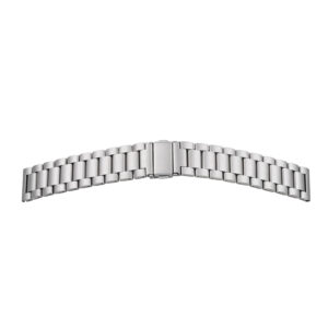 Metallband Edelstahl 20-20mm weiß, massiv, satiniert, Spring Type-Faltschließe mit 2 Drückern