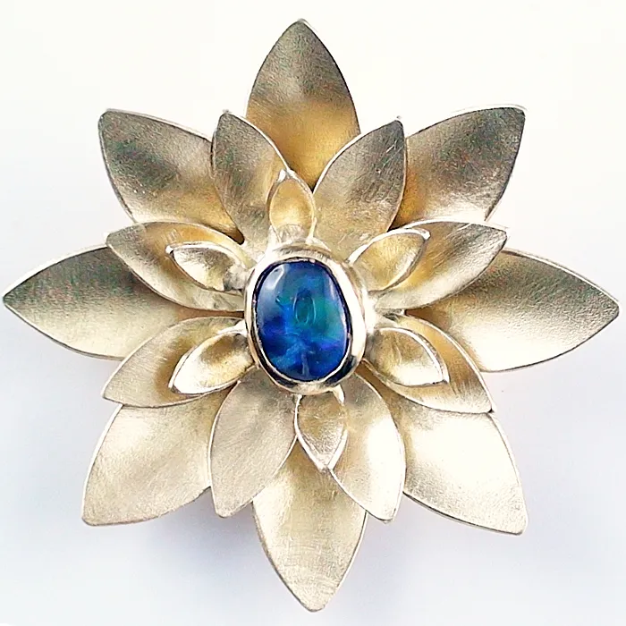 A00513 1 18k gelbgold anhaenger als lotusbluete mit black opal goldschmuck sicher online kaufen