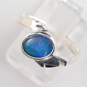 935er Opal Ring mit 0,57 ct. Blau Türkiser Crystal Opal