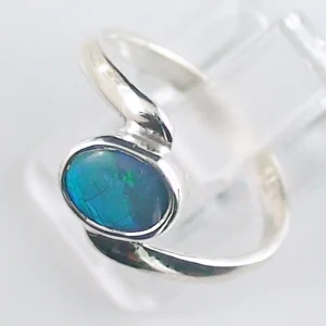 935er Opal Ring mit 0,68 ct. Türkis Grün Blauer Crystal Opal