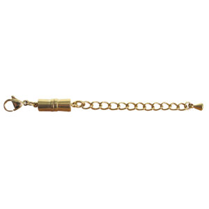 Magnetverschluss mit Karabiner und Verlängerungskette, Edelstahl gelb
