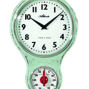 Atlanta 6124/6 Küchen-Wanduhr Nostalgie Quarz grün mit Timer