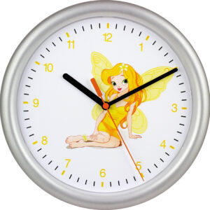 Kinderwanduhr Elfe gelb