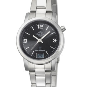 MasterTime Damen-Funkuhr Basic, silber/ schwarz - MTLA-10303-21M
