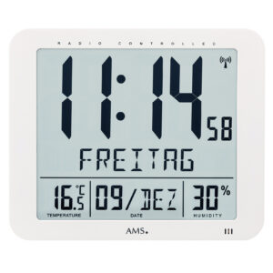 AMS Funk-Wanduhr digital, weiß