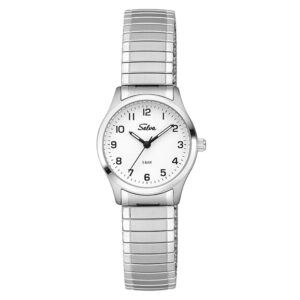 SELVA Quarz-Armbanduhr mit Zugband Zifferblatt weiß Ø 27mm